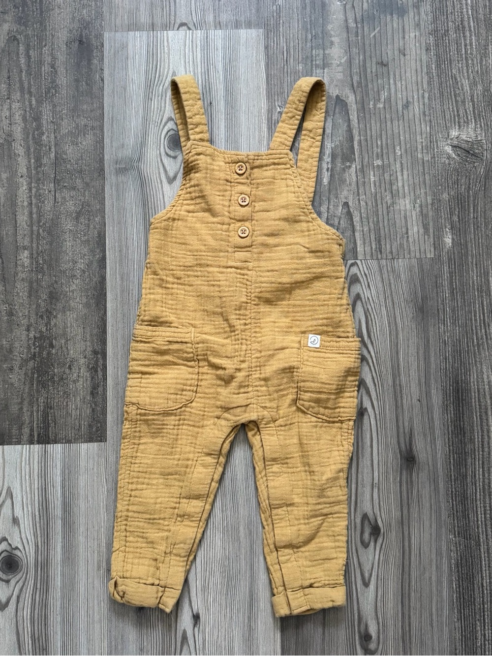 Kids Overalls in Mustard with Front Buttons